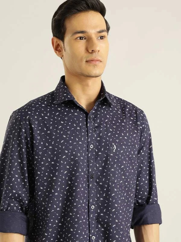 Indian Terrain Men All Over Print Dark Blue Shirt